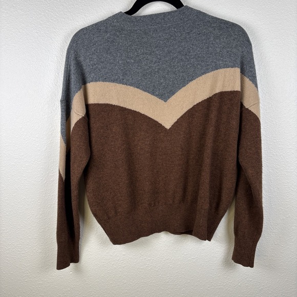 27 Miles Malibu Revolve Blakely Sweater Charcoal Camel Spice 100% Cashmere - Picture 9 of 12
